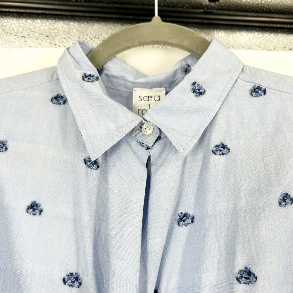 Sara Roka Blue Button Wrap Shirt Dress - Picture 4 of 11